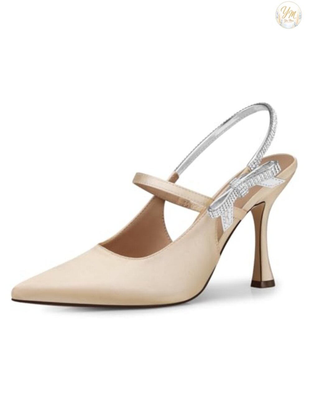 Kitten Heel Pumps Satin Rhinestone Bow Ankle Strap Formal Dress Shoes